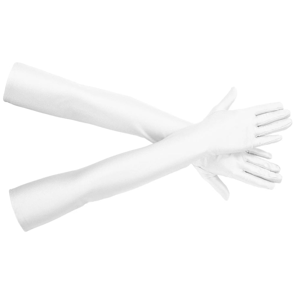 Women's High Elastic Spandex Elbow Finger Gloves Long Accessories for Party Nightclub Wedding Performance in Black White Red