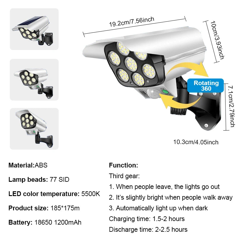 Solar Simulation Camera Lighting Motion Sensor Remote Control Fake Camera Waterproof Safety Light Outdoor Backyard Wall Lamp