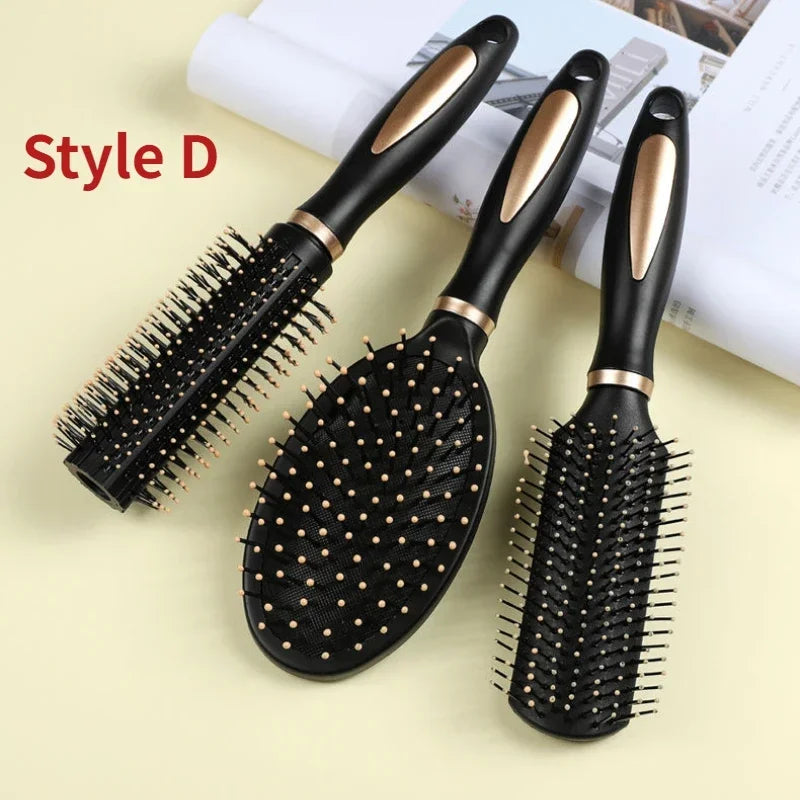Professional Black Round Hair Brush for Styling and Curling - Portable and Easy to Use