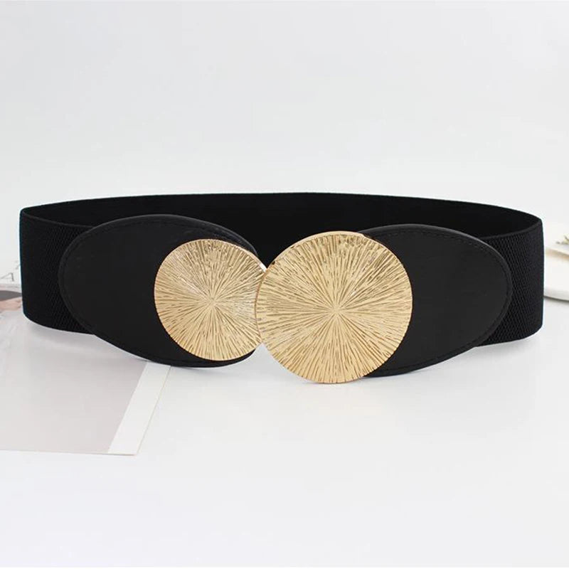 Wide Elastic Waist Belt Ladies Retro Fashion Stretchy Stylish PU Leather Waistband forClothing Accessories  Decoration