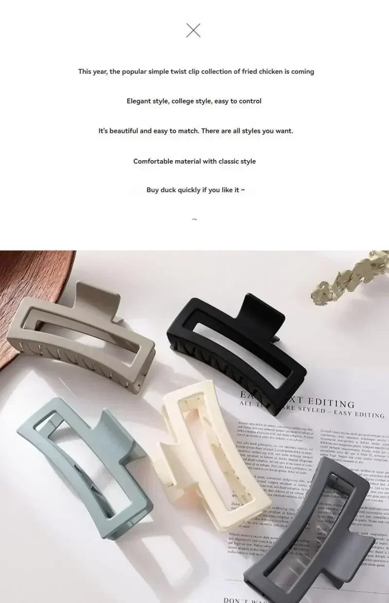 ‌4pcs Shark Jaw Hair Claw Clips | Extra-Large Non-Slip Hold for Thick Hair | Solid Color Hair Accessories Set, Ponytail Tools