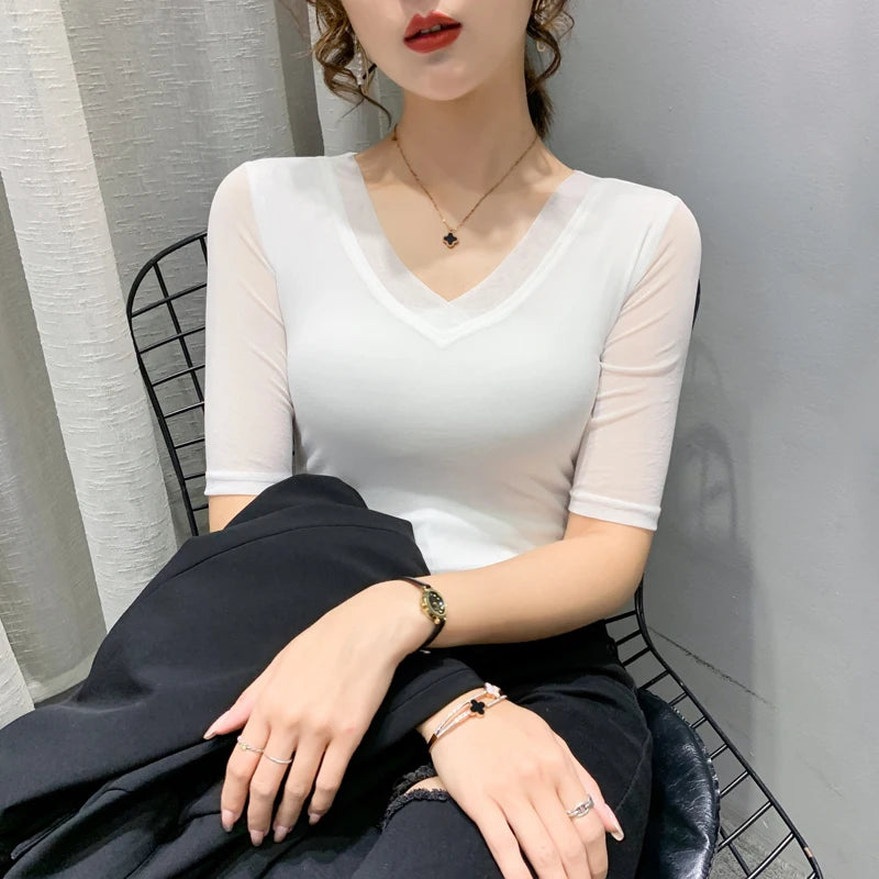 Women's Slim Fit V-Ne T-irt Me Inner Wear Top Spring Autumn Season Faionable Base irt Breathable Wear Resistant
