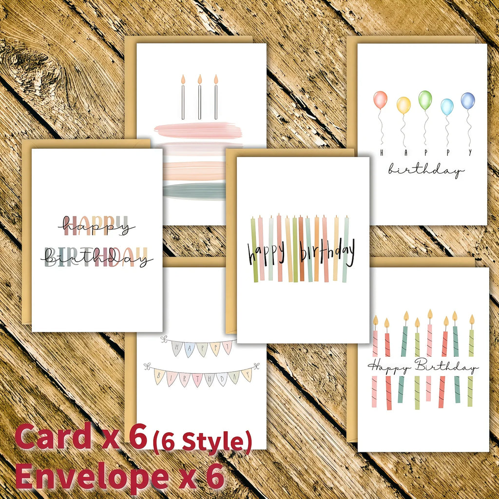12/24pcs Birthday Card Set with Envelopes - Unique Birthday Gift Cards  - Elegant & Colorful Designs with Balloons,Confetti,Cake