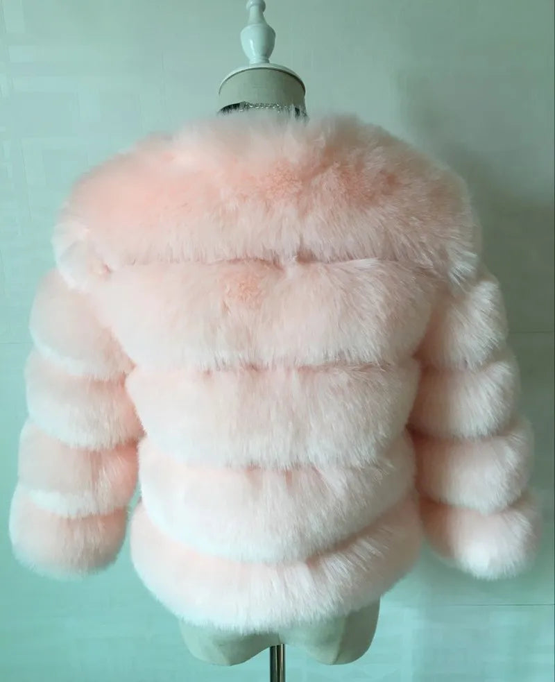Women Autumn Winter Imitation Fox Fur Faux Fur Coat Women's Short Long Sleeve Fur Artificial Fur Coat