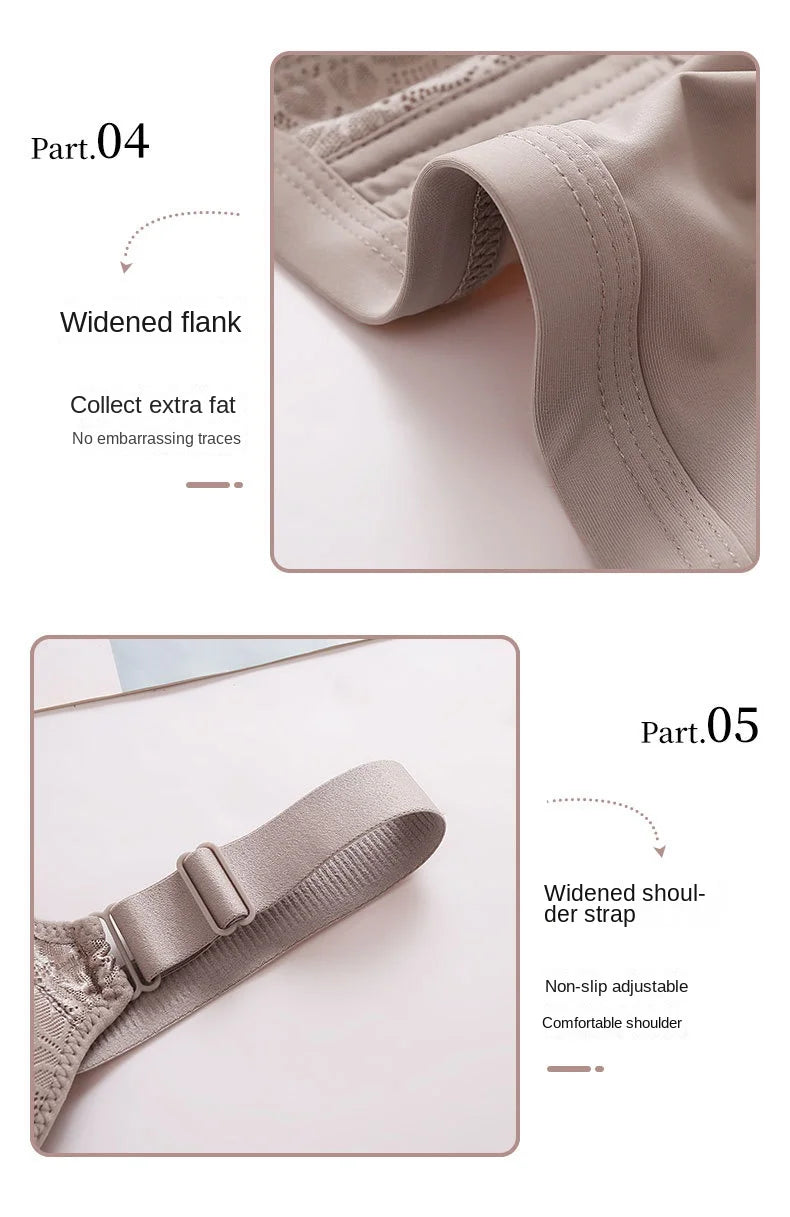 Comfortable Breathable Adjustable Brassiere Thin Section Without Steel Ring Bra Large Breasts Appear Small Side Gathering Bra
