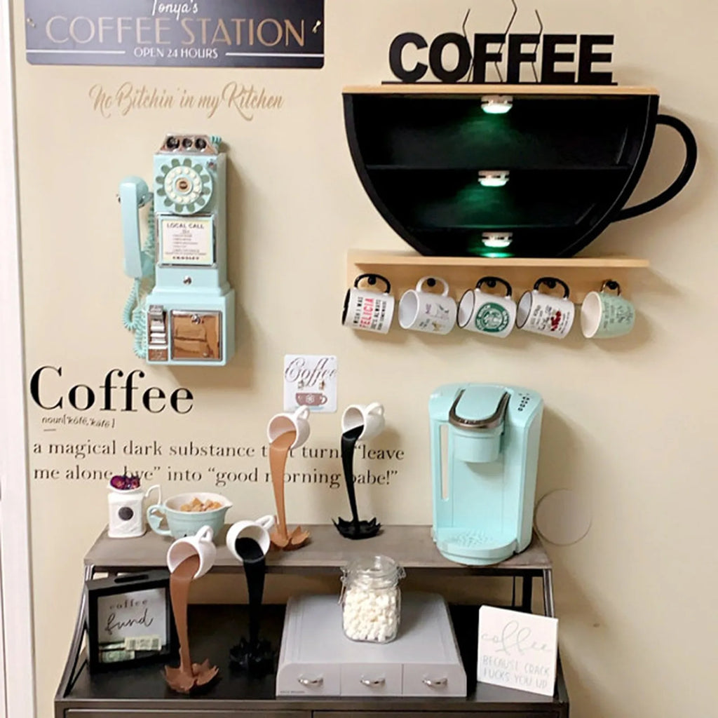 Kitchen Decoration Floating Spilling Coffee Cup Sculpture Spilling Magic Pouring Splash Creative Desktop Decor Home Decoration