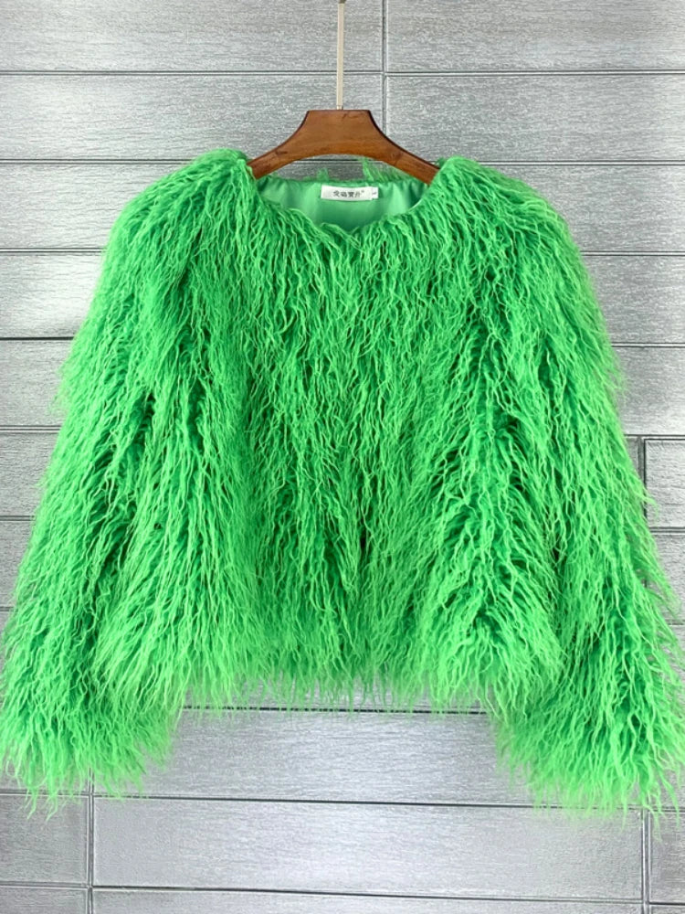 Faux Fur Plush Coat – Soft Shaggy Statement Jacket
