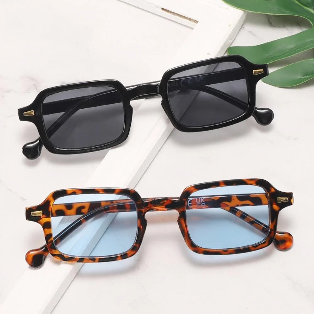 Sun Glasses Casual Men UV400 Protection Rivets Decoration Vintage Women Rectangle Luxurious