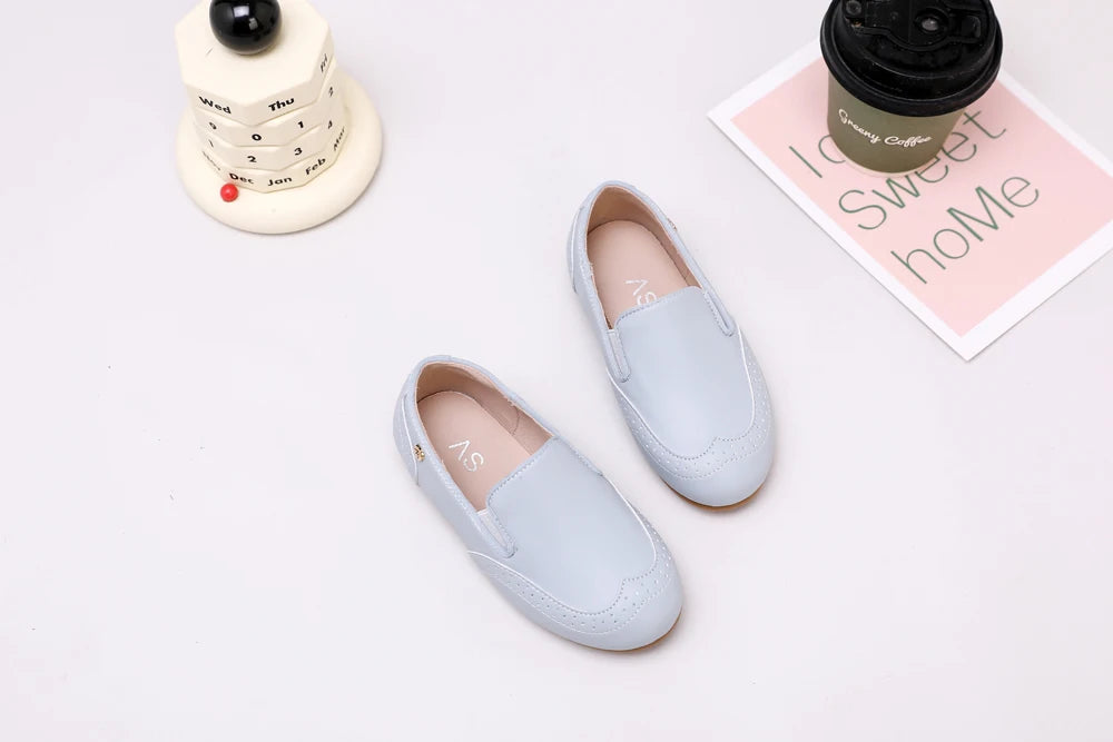 AS New Kids Shoes Children Beige Shoes Baby Boys Leather Shoes Toddler Princess Flats Girls Oxford Fashion Platform Mary Jane
