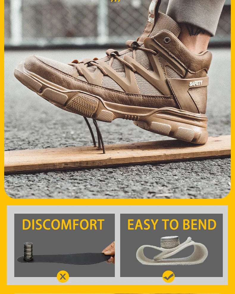 Work Safety Shoes Men's Safety Boots Anti-smash Work Shoes With  Plastic steel head Shoes Men Work Boots Anti-stab Safety Sneake