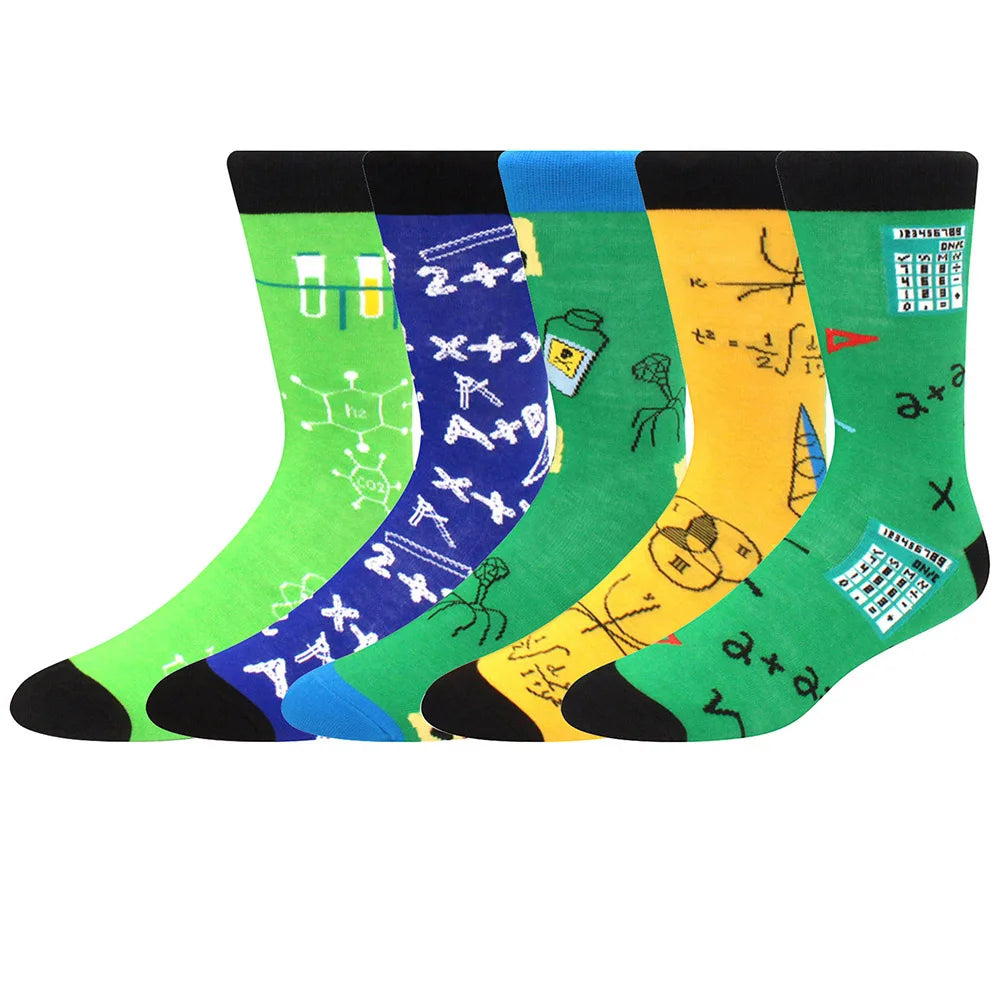 5 Pairs New High Quality Combed Cotton Men Socks Women Happy Fashion Novelty Skateboard Crew Casual Funny Socks for Men