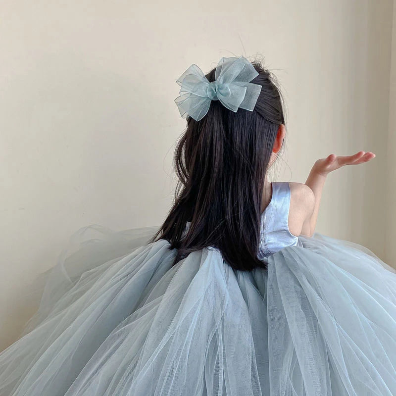 Korean Mesh Gauze Bow Baby Hairpins Fairy Princess Girl Back Head Hair Clips Top Clips Kids Headwear