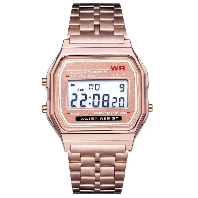 Fashion Mens Watch Digital Led Luxury Stainless Steel Square Wristwatch Electronic Watches for Men Female Clock Reloj Hombre