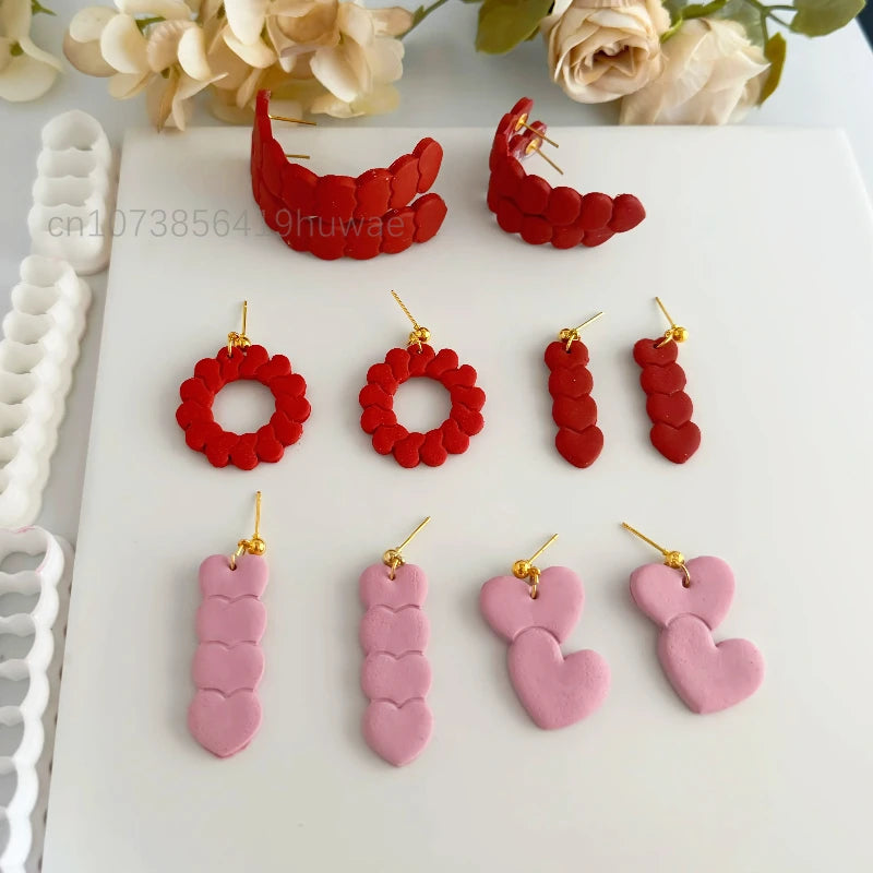 Valentine's Day Love Overlay Strip Polymer Clay Cutters Skinny Hearts Ceramic Earring Pendant Jewelry Pottery Clay Making Tools