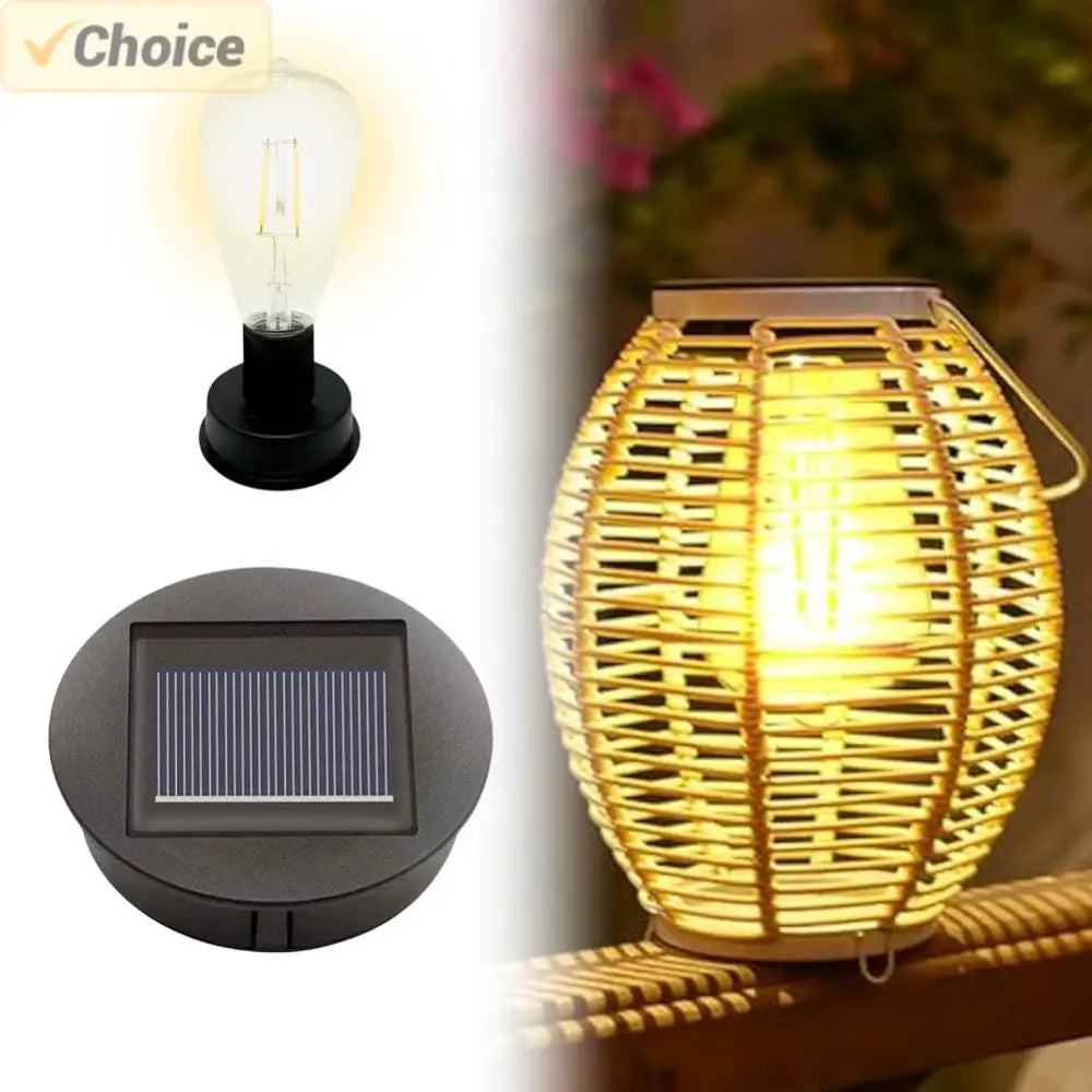 7cm Solar Lamp Base with LED Bulb LED Lamp Holder IP44 Waterproof Atmosphere Decorate Light Holder for Outdoor Camping Picnic