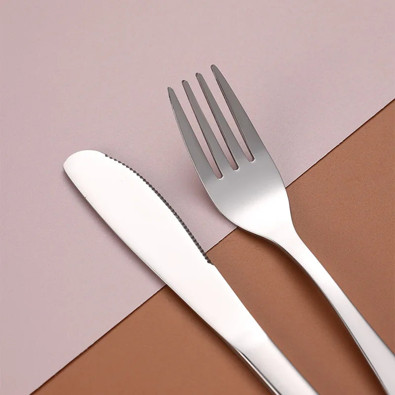 1/4pcs Baby Teaspoon Spoon Food Feeding Fork Knife Utensils Stainless Steel Kids Learning Eating Habit Children Tableware