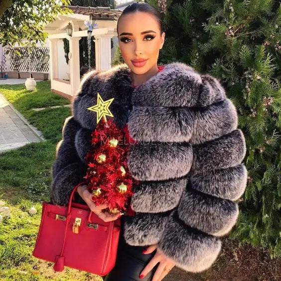 Women Autumn Winter Imitation Fox Fur Faux Fur Coat Women's Short Long Sleeve Fur Artificial Fur Coat