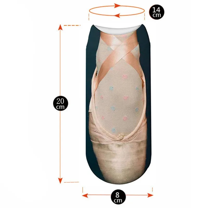 Funny 3D Printed Socks Flip Flops Slippers Sandals Skull Shoe Pattern Summer Cute Kawaii Low Short Soft  Ankle Beach Floor Socks