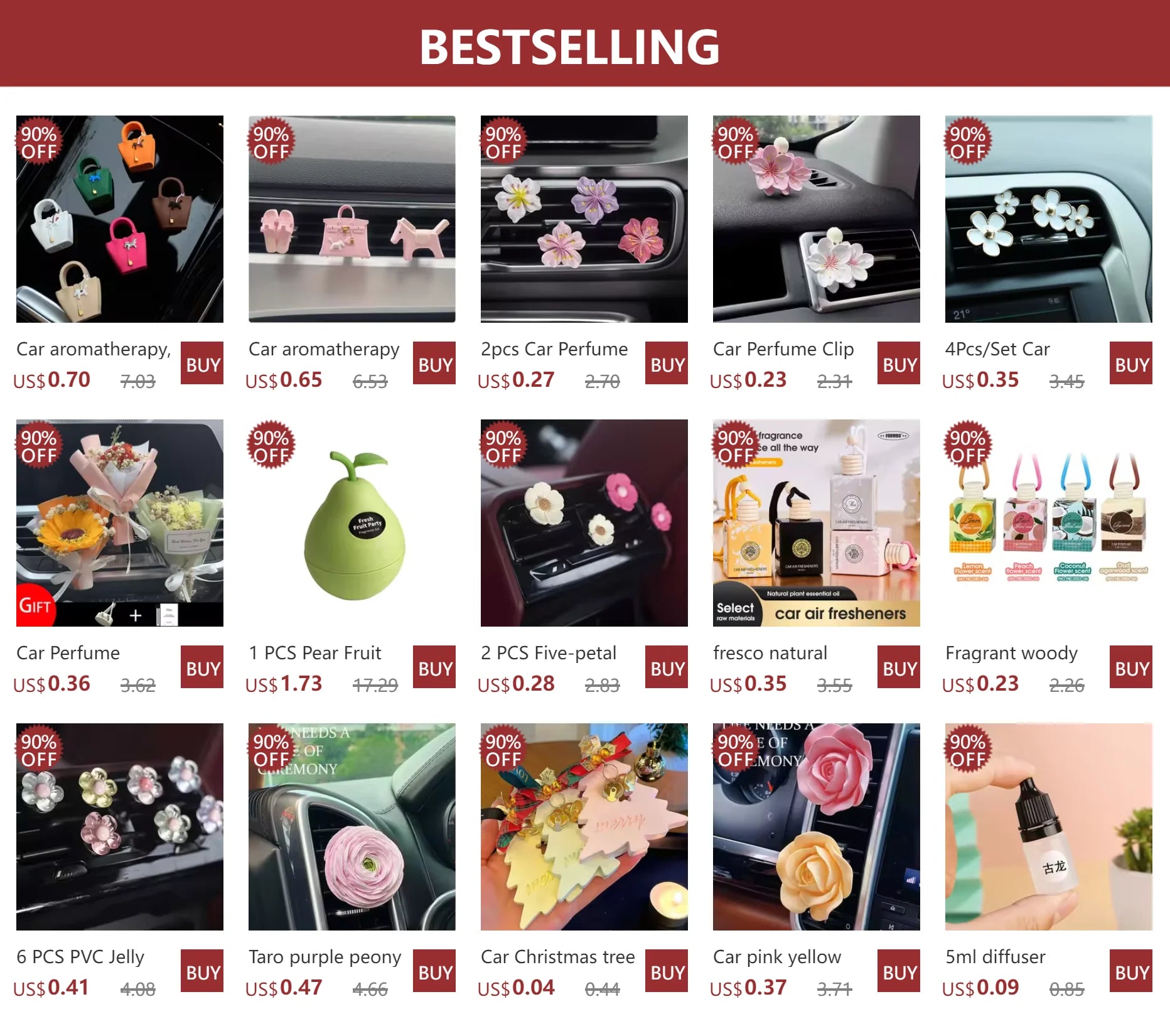 2pcs Car Perfume Clip Flower Air Outlet Car Air Freshener Peach Blossom Aroma Diffuser Car Decoration Accessories Fresh Air