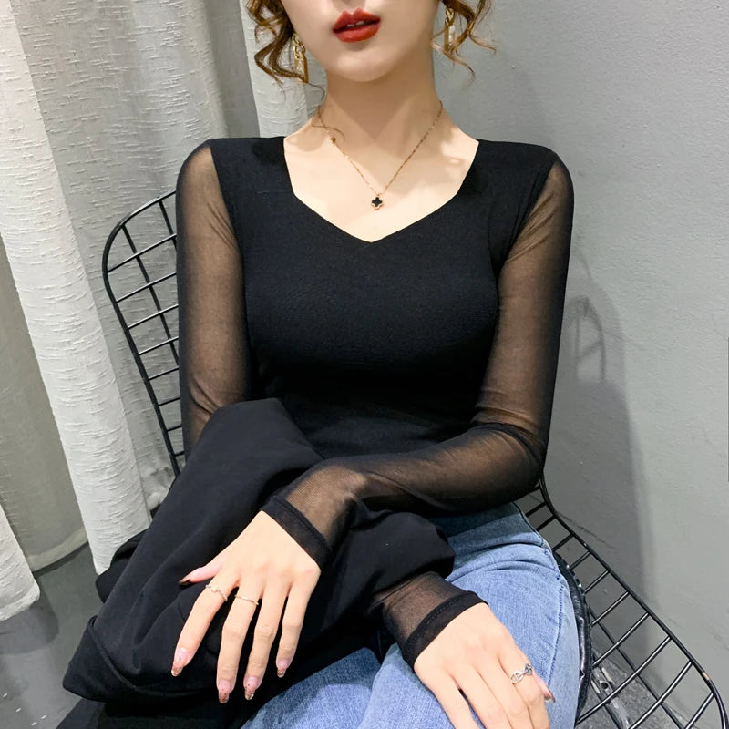 Women's Slim Fit V-Ne T-irt Me Inner Wear Top Spring Autumn Season Faionable Base irt Breathable Wear Resistant