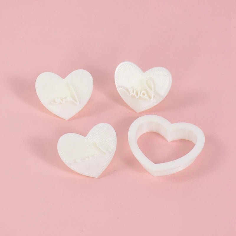 4pcs Valentine's Day Love Letter Cookie Mold Heart Fondant Cake Decorating Tools Wedding Party Handmade Gift Baking Accessories