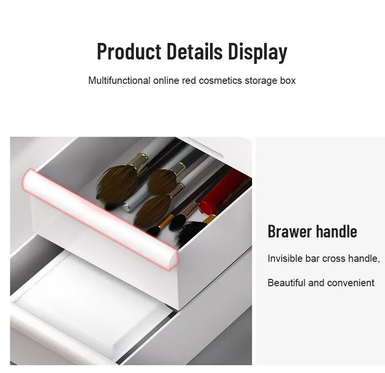 1pc White New Drawer Makeup Storage Box Dormitory Finishing Plastic Shelf Cosmetics Skin Care Dressing Table Desktop