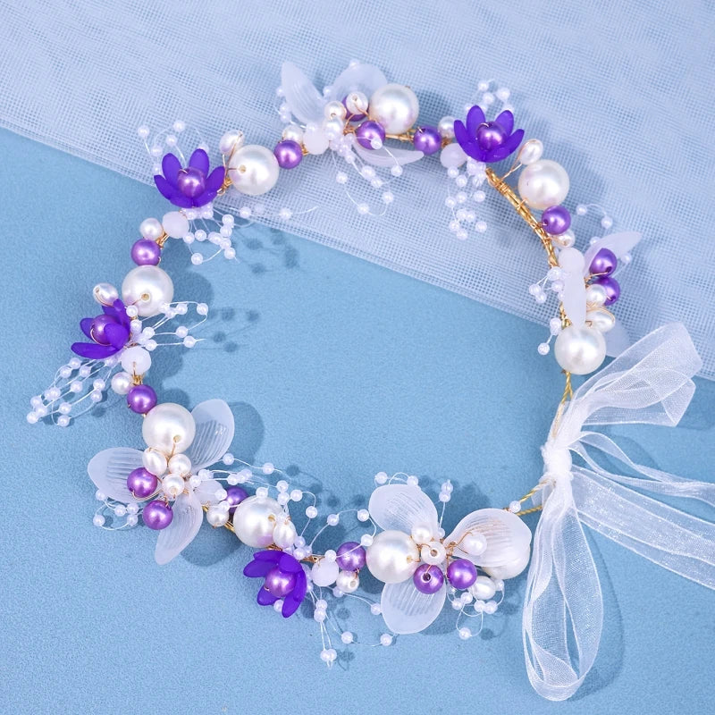 Bridal Flower Headband Crown Tiara For Women Bride Party Wedding Bridal Hair Accessories Jewelry Band Headband Tiara