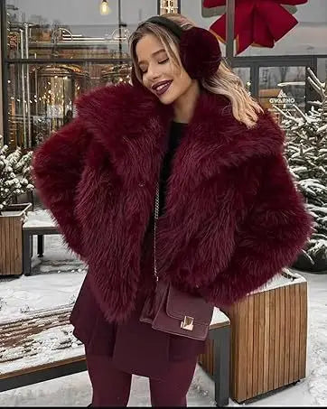 European and American Autumn and Winter New Faux Fur Coat Plus-size Women's Top Anti-fox Fur Lapel, Short Faux Fur Style Outcoat