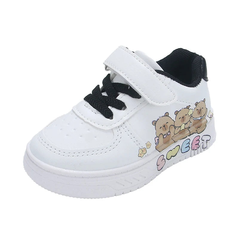 Hot Kids Girls Shoes New Children Sneakers Boys Girls Capybara Cartoon Print Casual Sport Shoe Student White Sweet Toddler Shoes