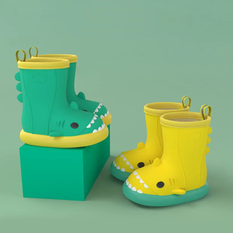 Children Baby Rain Boots Waterproof Rainshoes Cartoon Shark Todller Kids Shoes Boys Girls Water Shoes Soft Sole Anti-Slip