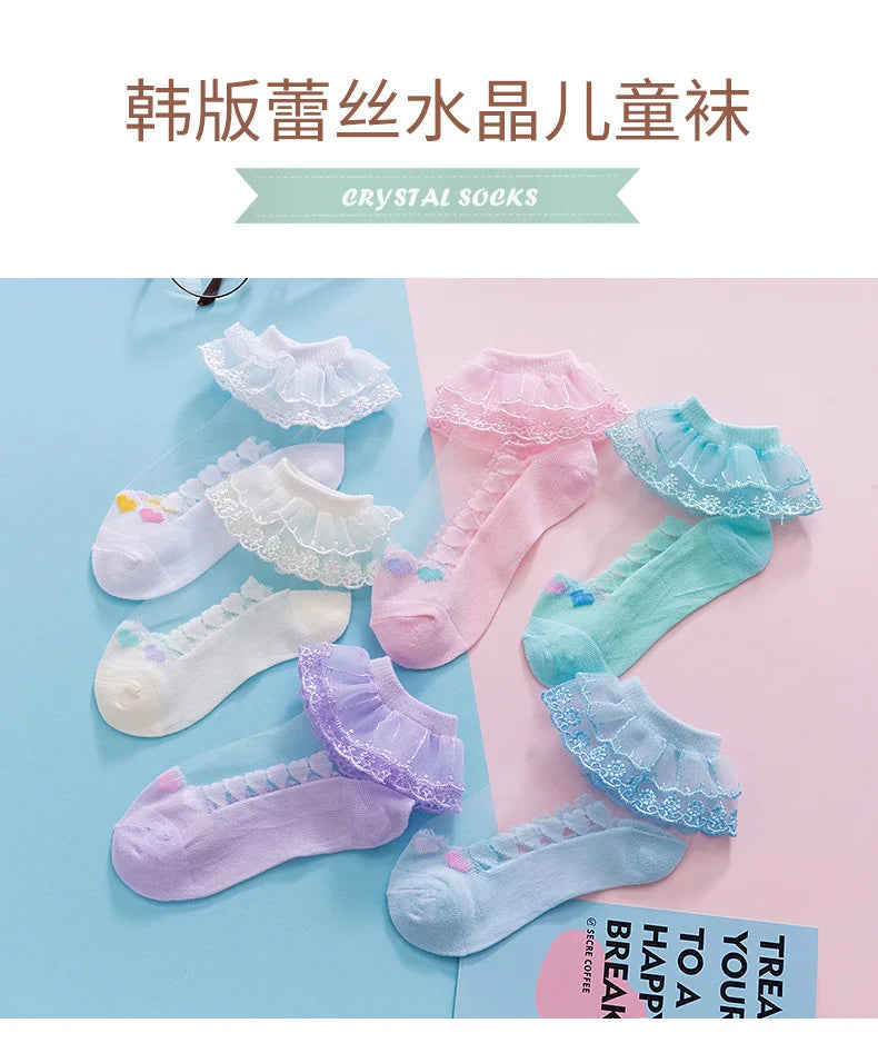 1 Pair Soild Color Thin Lace Mesh Socks for Baby Children Girls Summer Dresses Paired with Princess Socks Baby Clothing