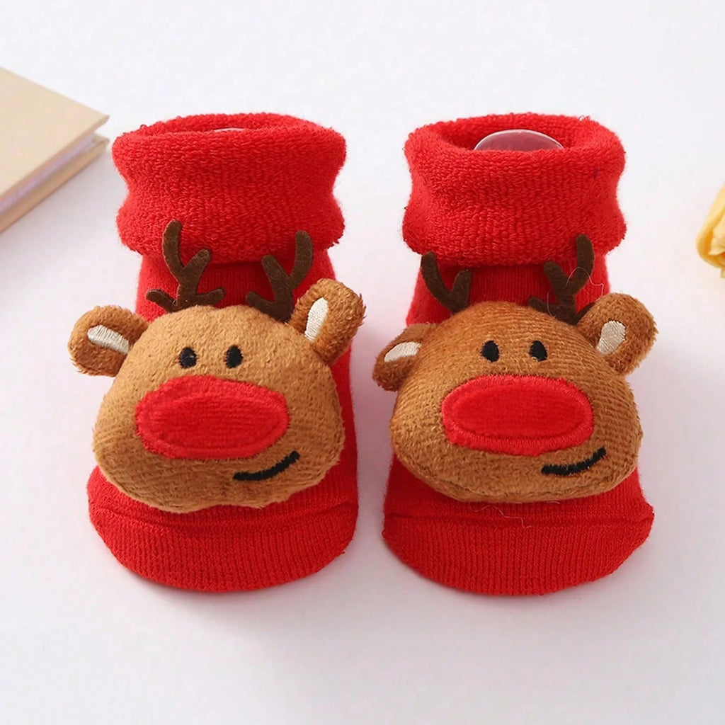 Kids Children's Socks for Girls Boys Non-slip Print Cotton Toddler Baby Christmas Socks for Newborns Infant Short Socks Clothing