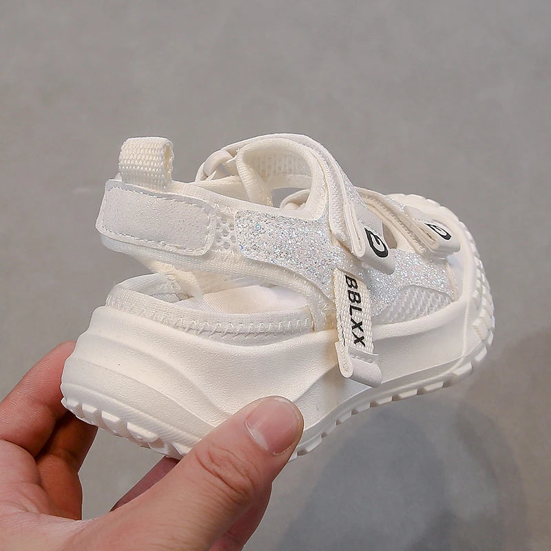 Summer Girls' Sports Sandals Comfortable and Soft Non-Slip and Breathable Outdoor Sports Sandals with Rhinestone Decorations