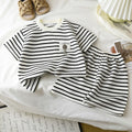 Children's Suit 2PCS Set New Summer Short Sleeve +Shorts Striped Boy Girl Child T-shirt Baby Clothes Children's Clothing