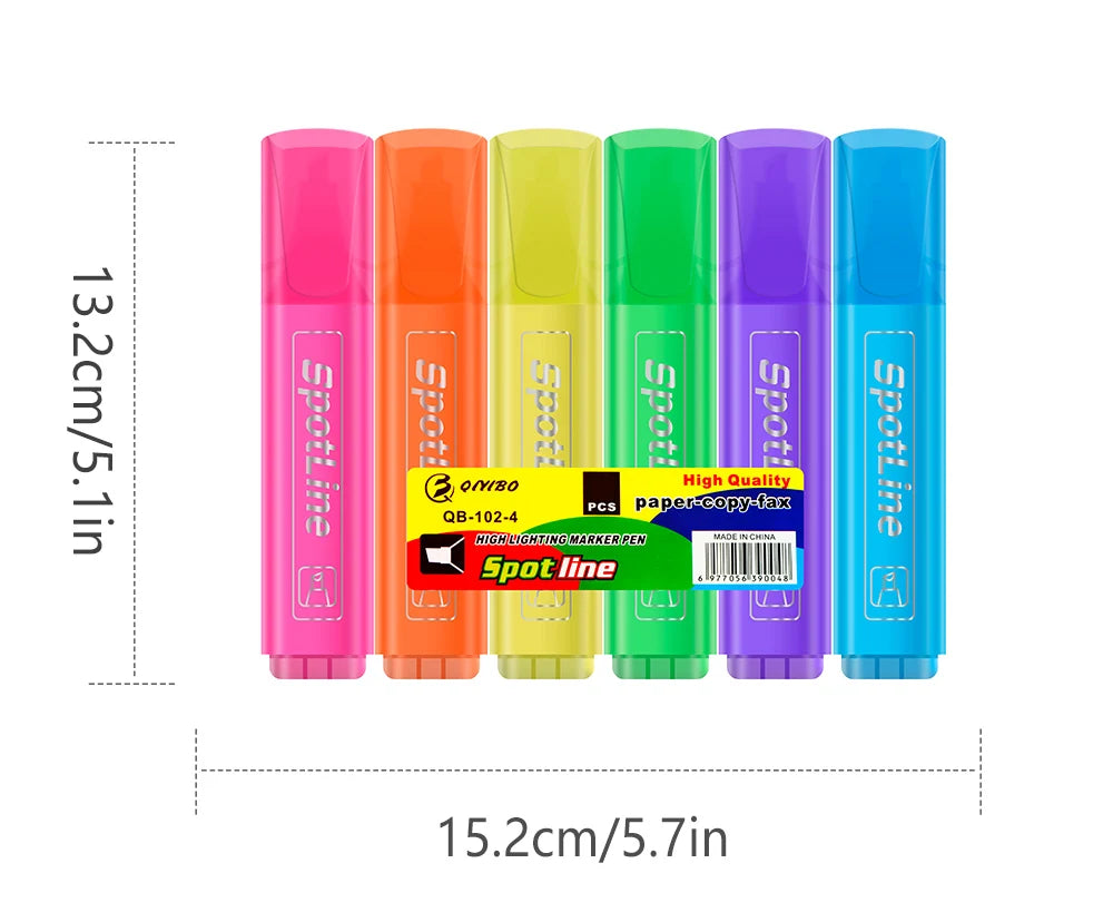 4/6 Pcs/set Pastel Flat Single Head Light Color Oblique Drawing Highlighters Fluorescent Pen Markers for School Supplies