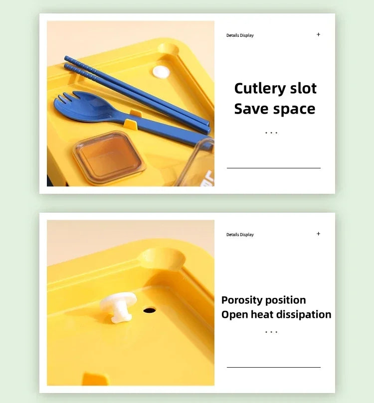 850ml/1100ml Portable Lunch Box Microwave Bento Boxes with Tableware for Kids School Office Leakproof Food Storage Container