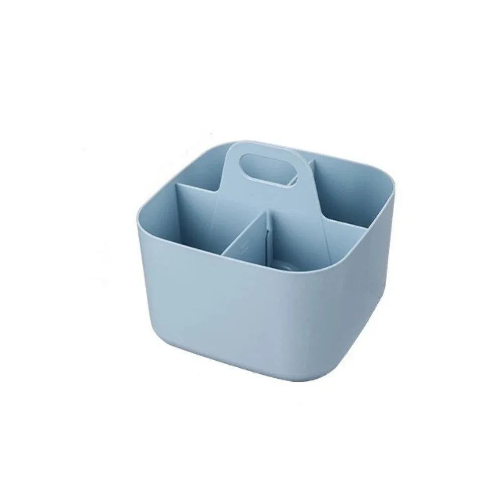 Plastic Cosmetic Organiser Multi-compartment with Handle Split Pen Organiser Divider Sorting Desk Storage Basket Office