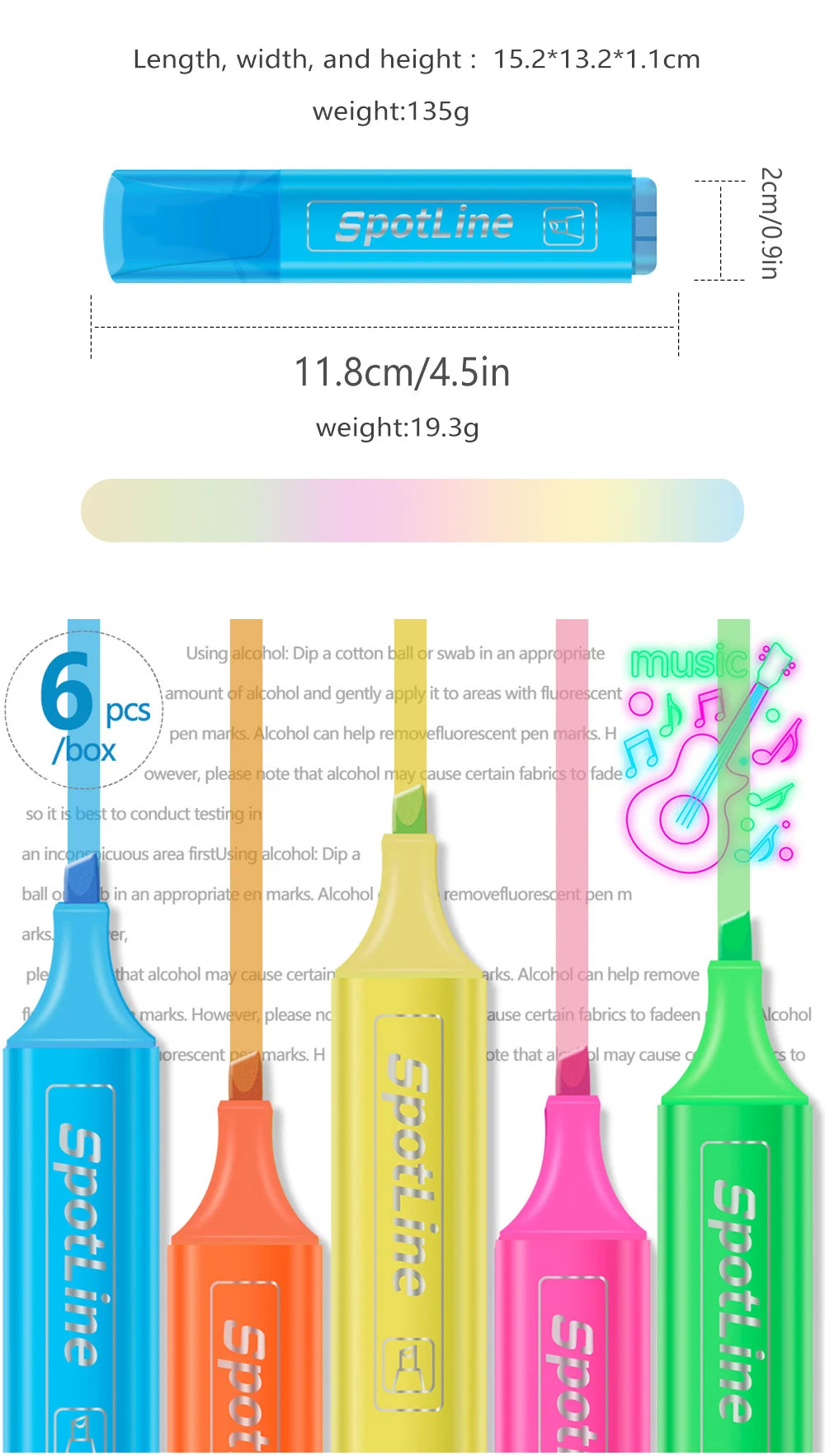 4/6 Pcs/set Pastel Flat Single Head Light Color Oblique Drawing Highlighters Fluorescent Pen Markers for School Supplies