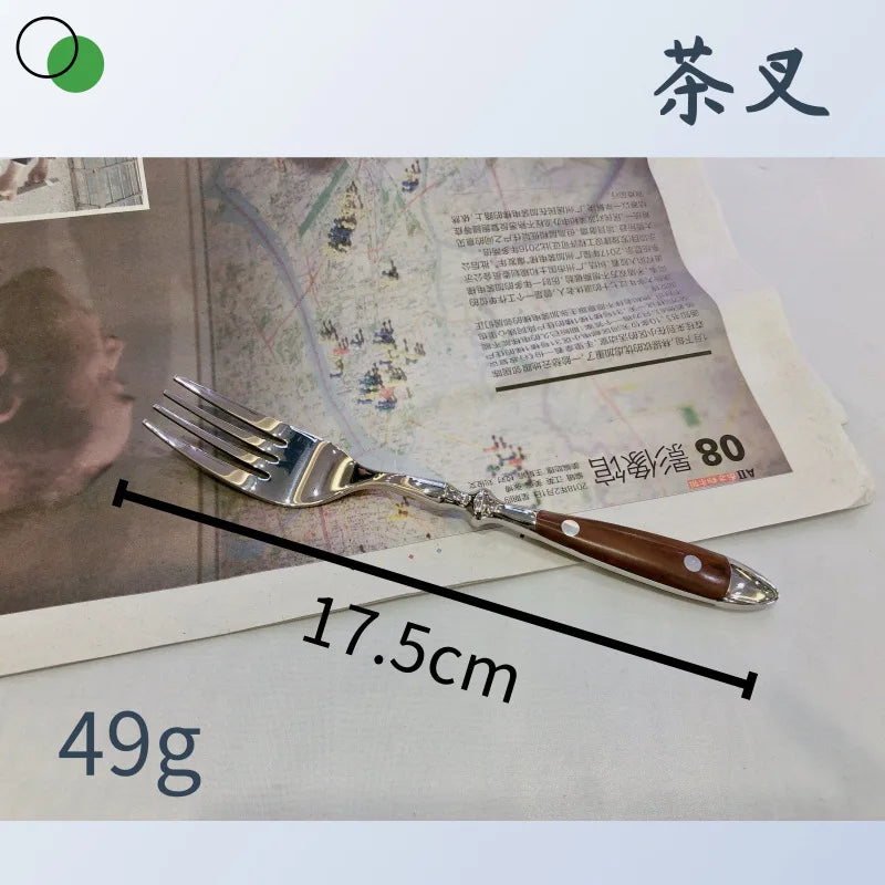 Stainless Steel Western Tableware  Wooden Handle Fork Spoon   Knife  spoon set  dinnerware