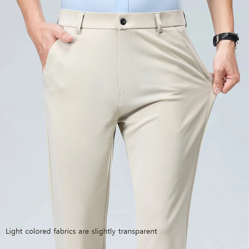 29-42 Men's Summer Thin Fashion Business Casual Suit Pants Long Pants Men's Elastic Straight Sleeve Formal Pants Plus Size
