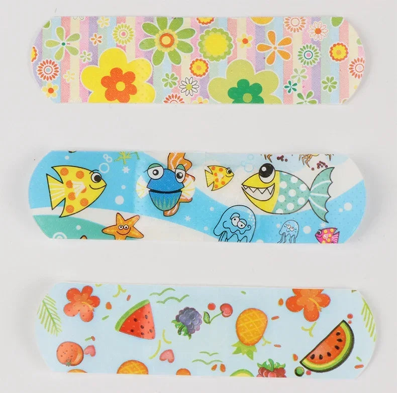 100Pcs Kids Bandages Bulk Kids Cute Cartoon Bandages Flexible Adhesive Strips Medical Waterproof Breathable for Children
