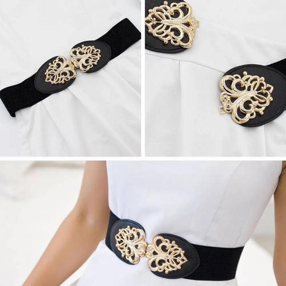 Female Fashion Wide Waistband 65cm Black Waist Elastic Stretch Belt for Women Cinch Waistband Dress Coat Clothing Accessories
