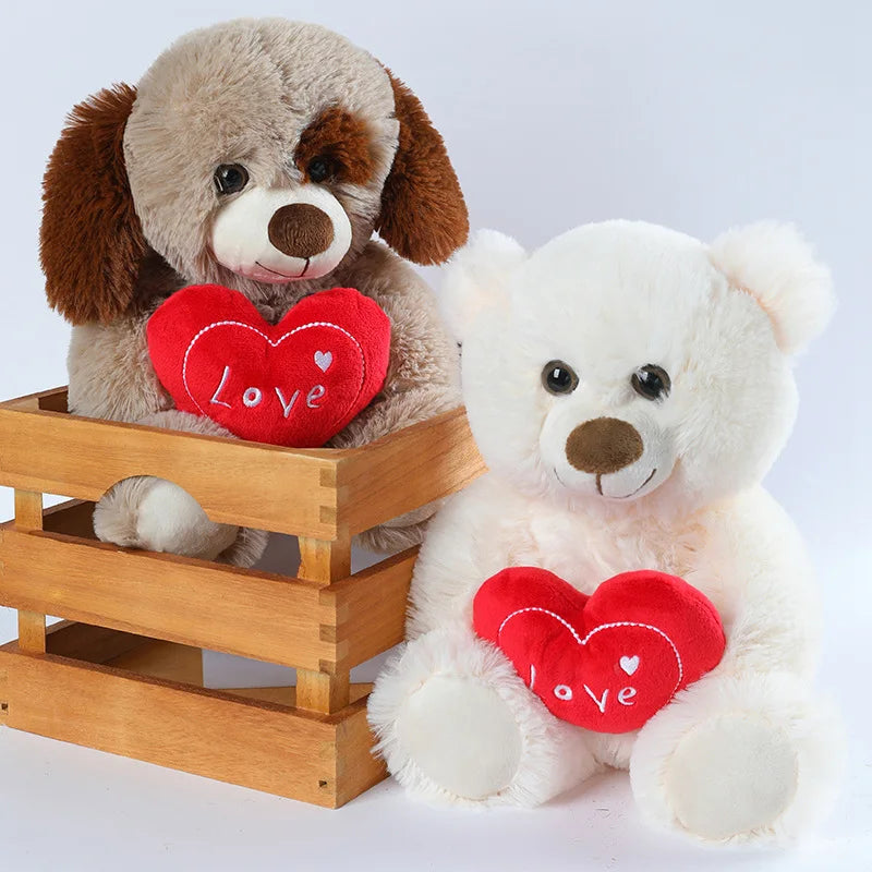 23CM Cute Heart Bear Dog Plush Toys Red Heart Print Love Creative Animal Stuffed Doll For Lovers Valentine's Day Gift