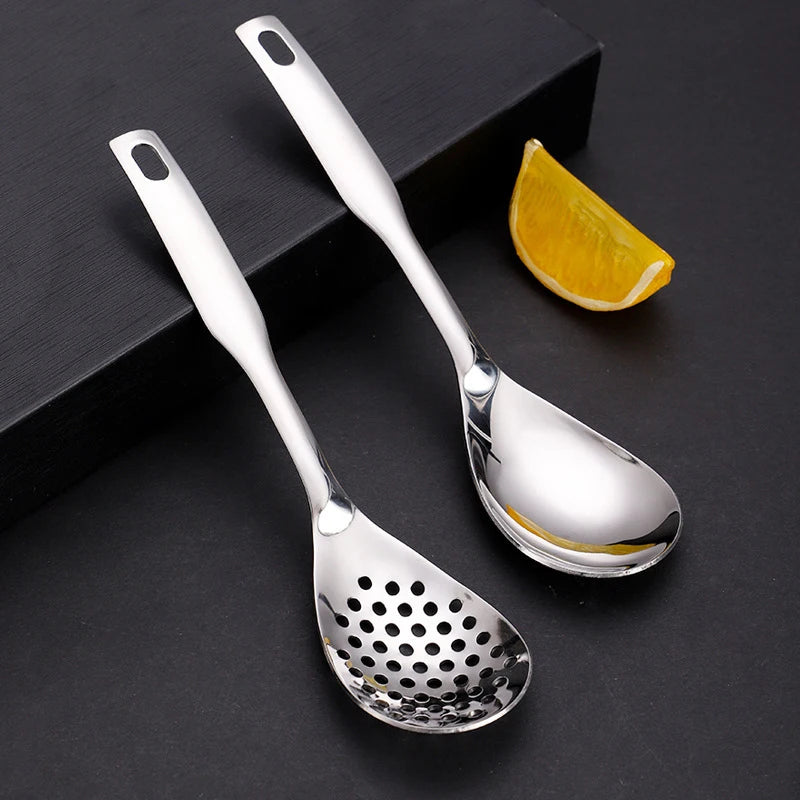 1PCS Stainless Steel Kitchen Spoon With Holes Cuisine Caviar Builder Roe Sauce Strainer Spoon Durable Kitchen Cooking Gadgets