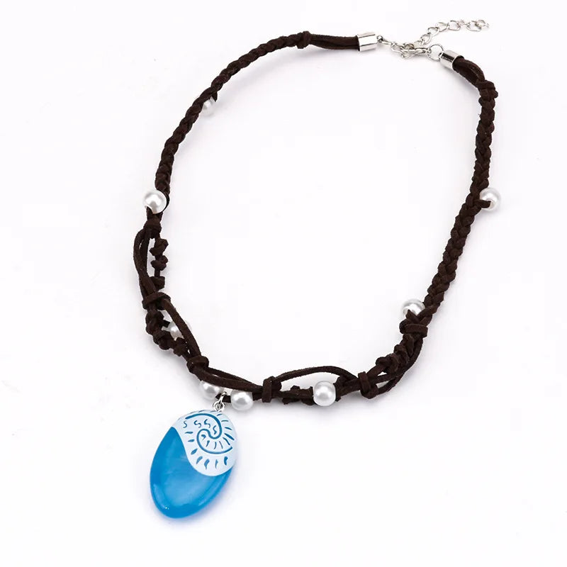 Gilrs Princess Moana Wig and Necklace Flower Clip Dress Up Set Halloween Vaiana Costume Accessories Moana Pet Pig and Cock Toys