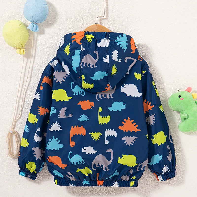 Spring And Autumn New Blue Long Sleeve Baby Boy Jacket, Cartoon Hooded Children'S Clothing (9 Months -4 Years Old)