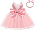 Baby Dresses For 1st Birthday Girls Party Dresses with Headwear Bowknot Toddler Girl Princess Dress Backless Kids Wedding Dress