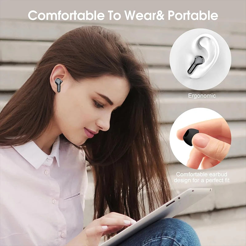 Wireless Ear Buds BT5.4 with LED Display IP7 Earphones HiFi Stereo Earbuds ENC Noise Cancelling Headphones with 48H Play Time