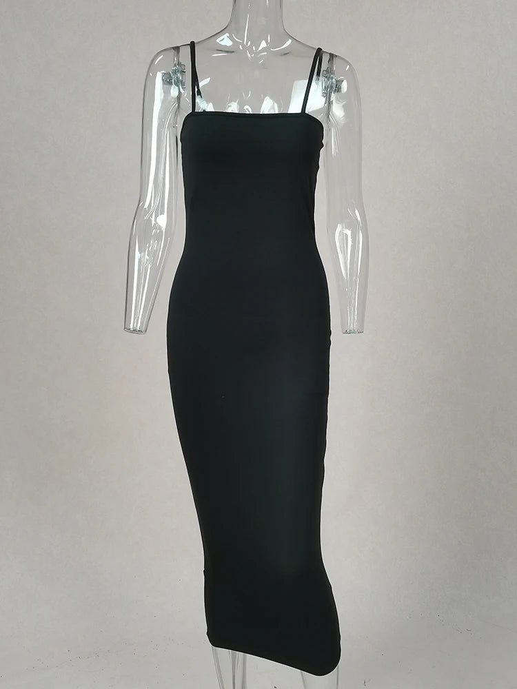 2025 New Spring Summer Women's High Elastic Sleeveless Backless Dress Long Sling Dresses Club Sexy Suspender Dress