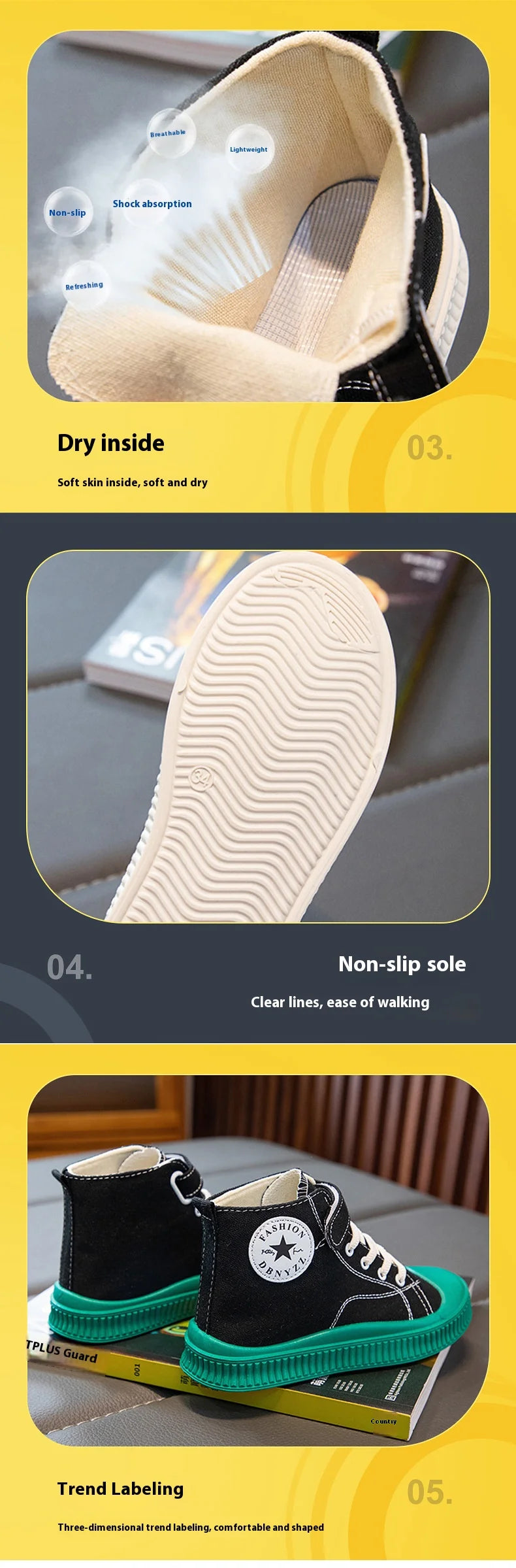 2025 New Children's High-Top Canvas Shoes Boys and Girls Ins Tide Soft Bottom Sneakers with Breathable Casual Board Shoes